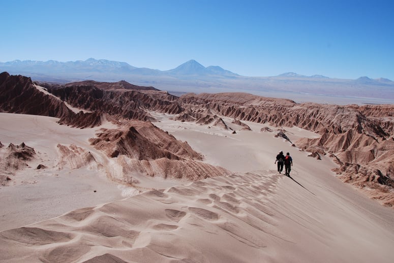 Two Men Hiking the Chilean Desert
